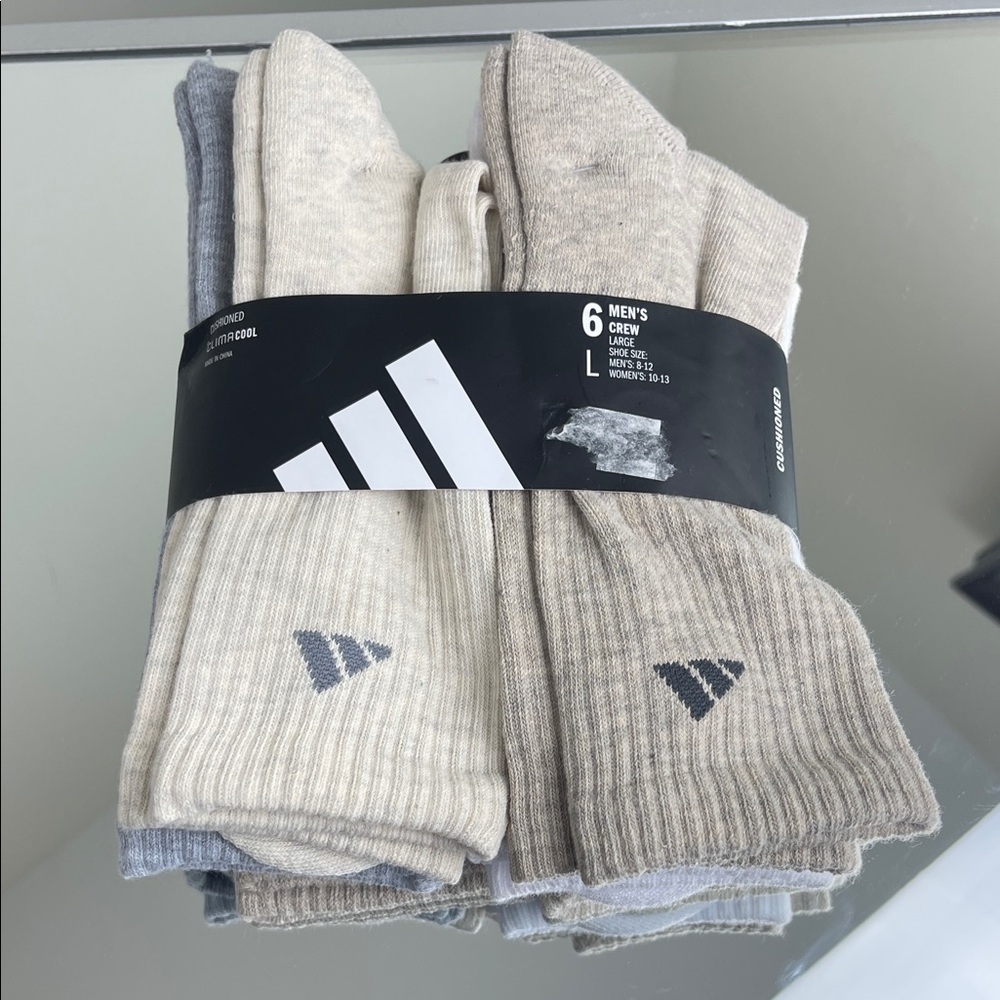 Adidas Climacool Cushioned Crew Socks 6-Pack Men's Large NWT - Picture 2 of 4